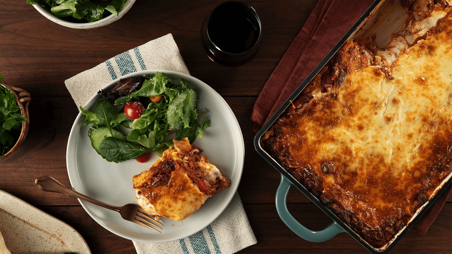 Lasagna on a plate.